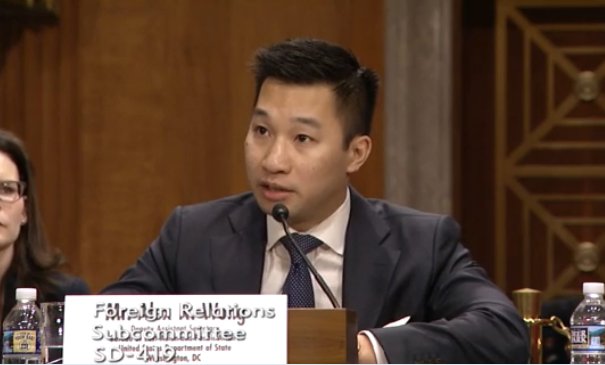 黃之瀚也以日前落成的美國在台協會（AIT）新館指出，美台關係不在於官方與外交聲明，而是兩國人民的聯繫。透過新館落成、美國對台軍售等，體現美國對台政策。 圖：翻攝美國務院東亞和太平洋事務局推特（資料照片）