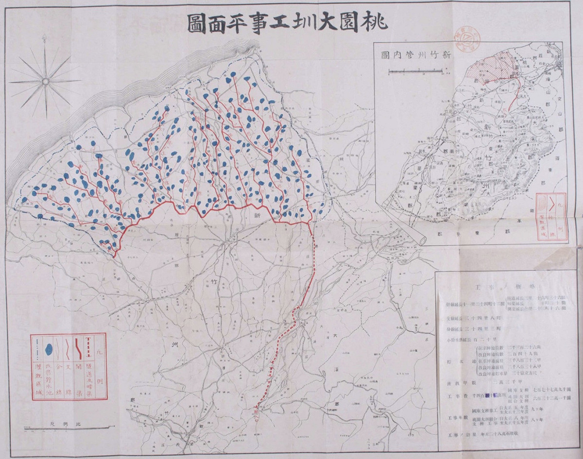 桃園大圳工事平面圖。 圖：翻攝自台灣水圳文化網