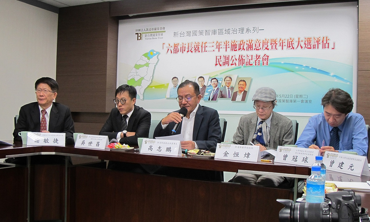 新台灣國策智庫22日發表最新民意調查。 圖：林朝億/攝