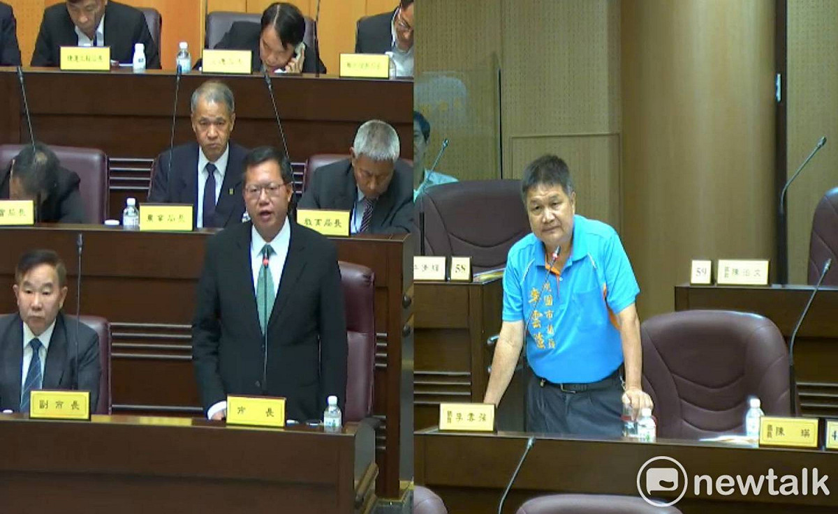 李雲強在市議會質詢桃園市長鄭文燦。(資料照) 圖:林昀真/攝