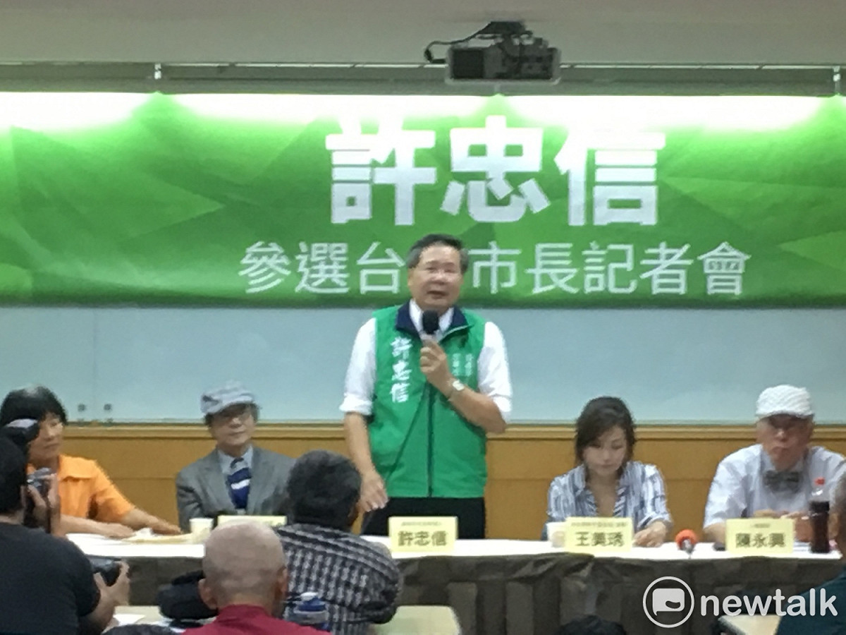 許忠信表示，台南這座城市面臨發展困境，國民兩黨又提不出能夠擔起大任的市長人選，他必須挺身而出；期許自己是一隻能夠帶動台南發展的「鱸鰻」。  圖：黃韋銓/攝
