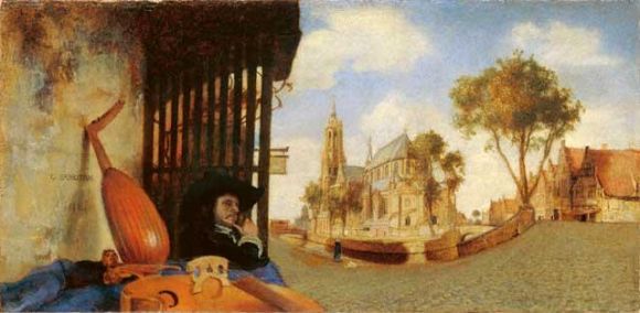 台夫特景色加上一個樂器商人（A View of Delft With a Musical Instrument Seller’s Stall　by Carel Fabritius 1652） 圖：陳耀昌／提供