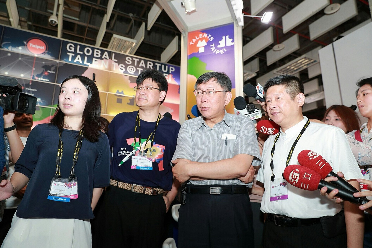 今天上午台北市長柯文哲至世貿三館參加2018臺北國際新創特展開幕式活動。 圖：台北市府/提供