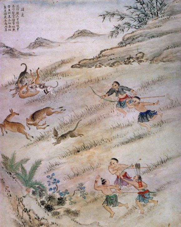 平埔原住民獵鹿圖。《諸羅縣誌》

 圖：陳耀昌/提供