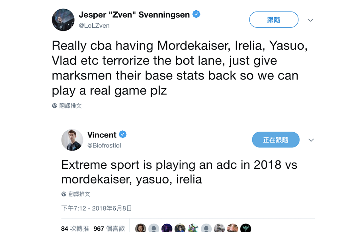 Zven、Biofrost紛紛在推特表達看法。 圖：翻攝自 Zven、Biofrost Twitter