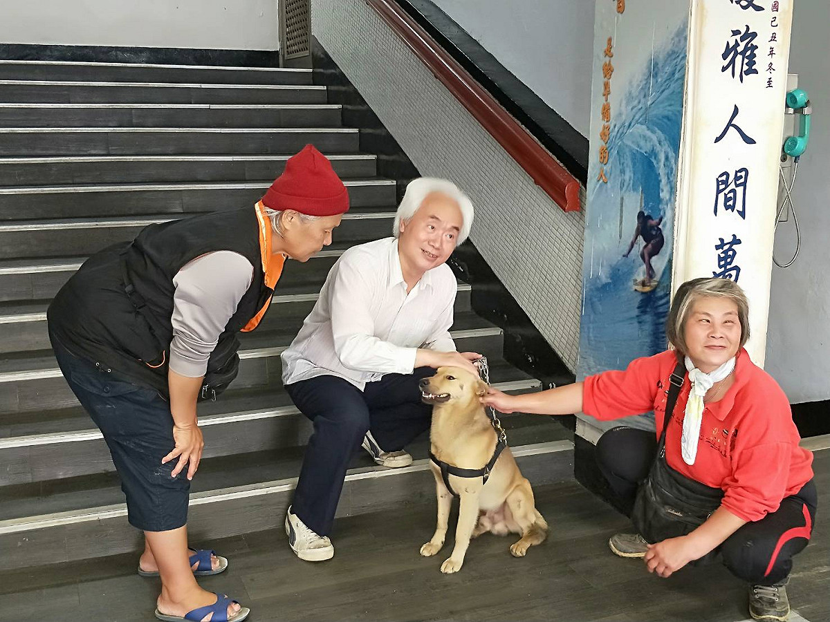 藉由狗狗的陪伴可以讓孤單長者或病患保持良好心情，促進免疫系統活力，使得人們更樂觀開朗。 圖：新北市政府／提供