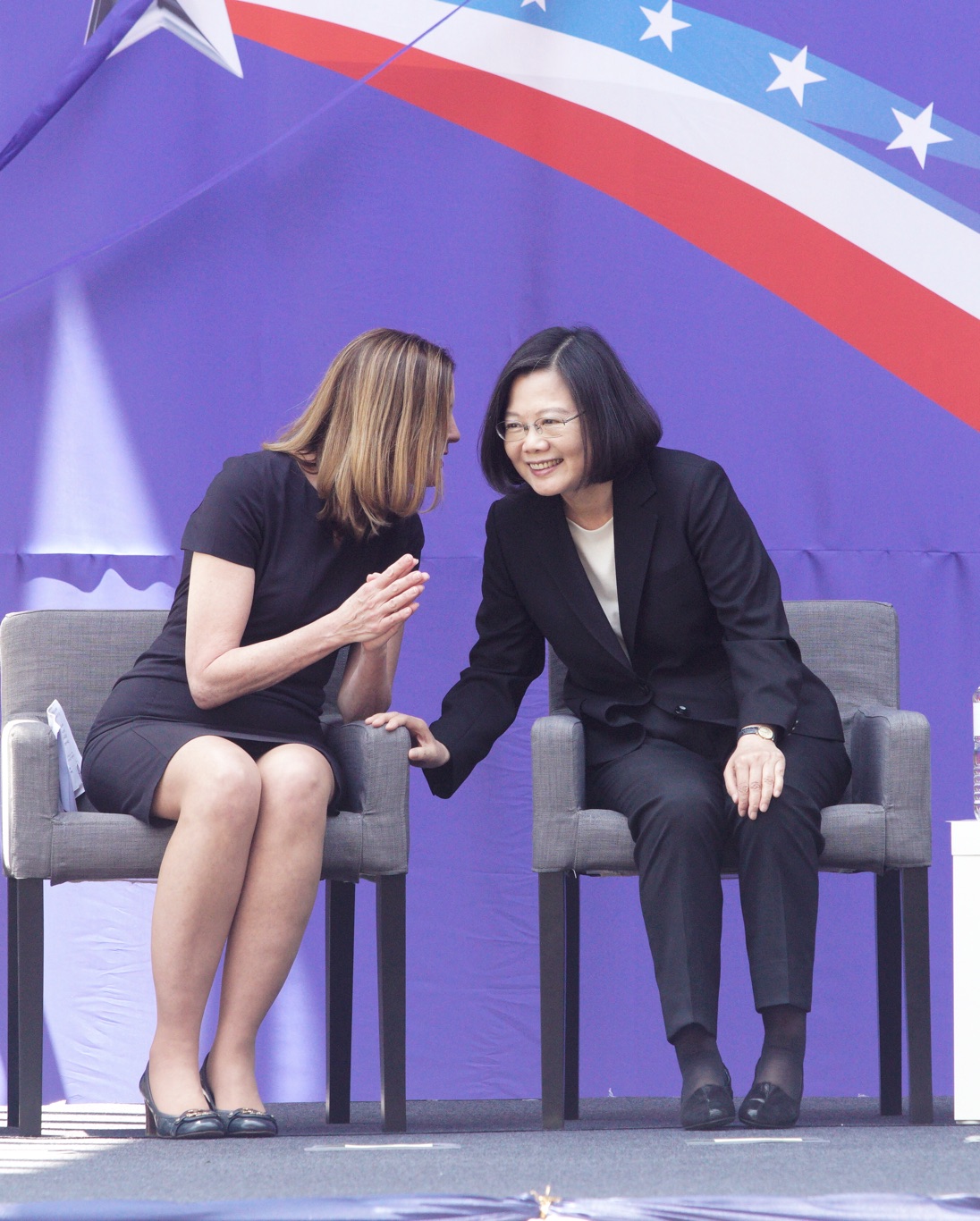 蔡英文總統和美國務院助理國務卿羅伊斯互動熱烈。 圖：張良一/攝