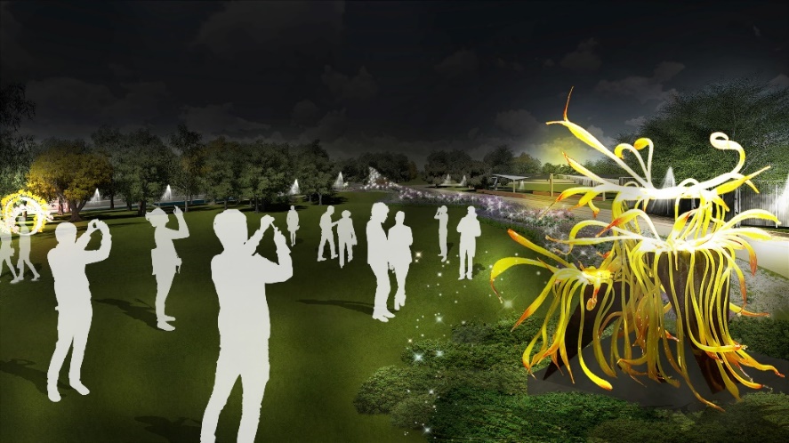 琉璃工藝品「迎賓捧花」模擬圖。 圖：台中市政府提供