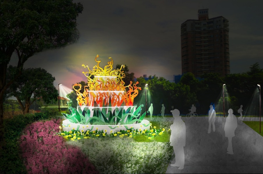 琉璃工藝品「甜蜜花園」模擬圖。 圖：台中市政府提供