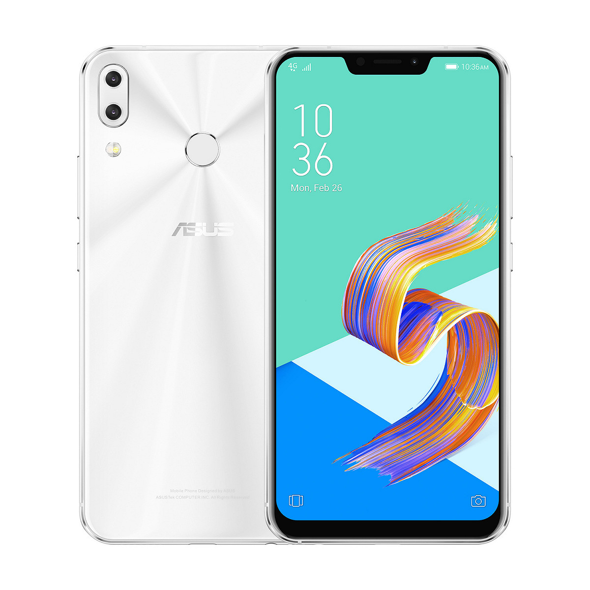 新品內建AI智慧雙鏡頭的ASUS ZenFone 5「孔劉限定版」，擁有高雅又時尚的「雪花白」新色機身。 圖：華碩公司提供