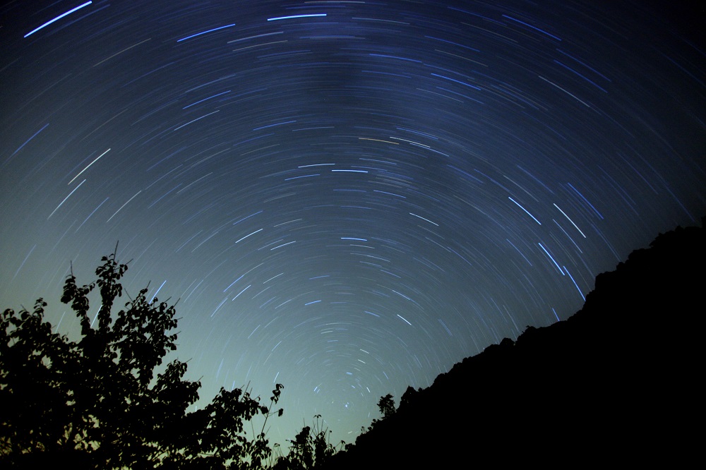 杉林溪北極星為圓心的星軌攝影。 圖：杉林溪森林生態度假園區／提供