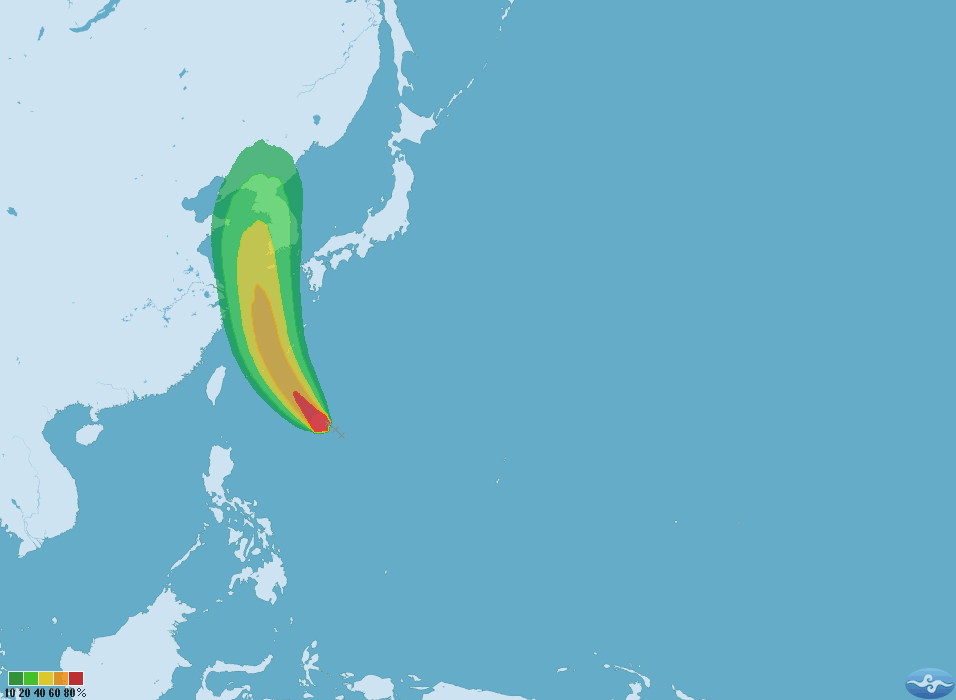 中央氣象局在今(29)日8時，原在菲律賓東方海面熱帶低氣壓，轉為今年(107)第7號輕度颱風「巴比侖」。 圖：中央氣象局提供