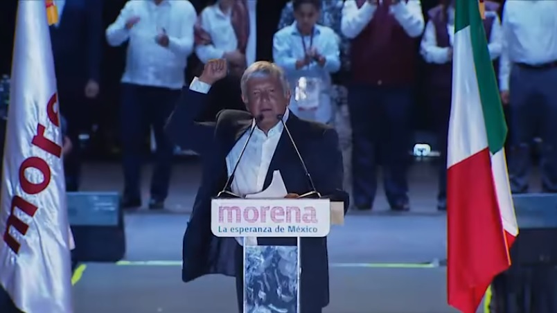 羅培茲發表勝選演說表示，剷除墨西哥嚴重的貪腐列為執政第一優先要務。 圖：翻攝羅培茲臉書直播