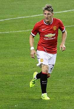 施魏因斯泰格（Bastian Schweinsteiger）：「溼溼」有兩種，球襪和球鞋，一個不能少。 圖：翻攝自維基百科