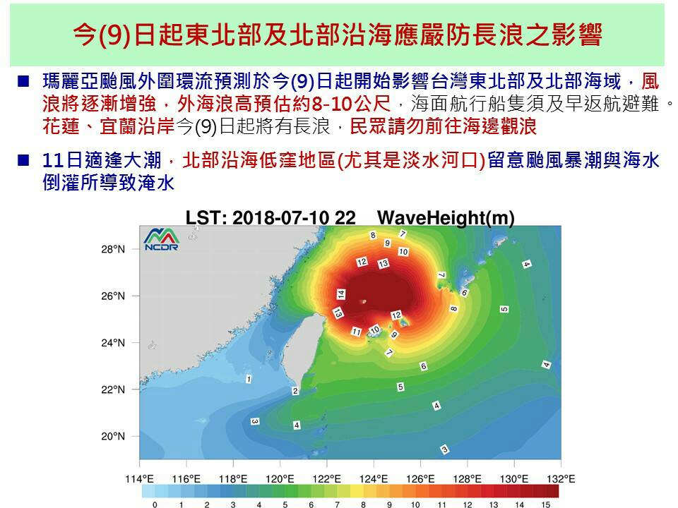 東北部應嚴防長浪，台東往返綠島蘭嶼的船班全面停開。 圖：國家災害防救科技中心/提供