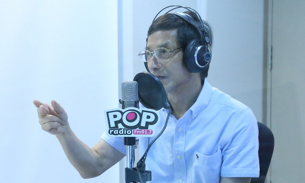 政務委員林萬億12日接受Pop Radio訪問。 圖：POP Radio/提供