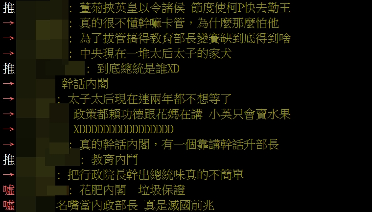 網友認為新人馬多是賴清德及總統府祕書長陳菊的新系人馬，吐槽蔡英文被架空了。 圖：翻攝PTT