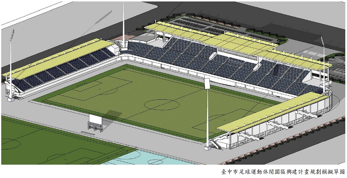 台中市政府斥資新台幣7億5065萬元，在北屯區興建足球園區，預計4年完工。 圖：台中市政府／提供
