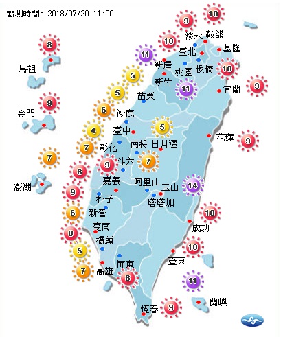氣象局提醒，避免非必要的戶外活動、勞動及運動，注意防曬、多補充水份、慎防熱傷害。 圖：中央氣象局提供