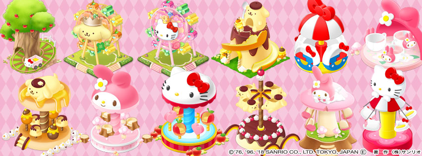 《Hello Kitty夢幻樂園》主打讓玩家能夠親手佈置屬於自己的遊樂園，還可以到朋友的遊樂園中參觀與玩耍唷！ 圖：網銀國際/提供