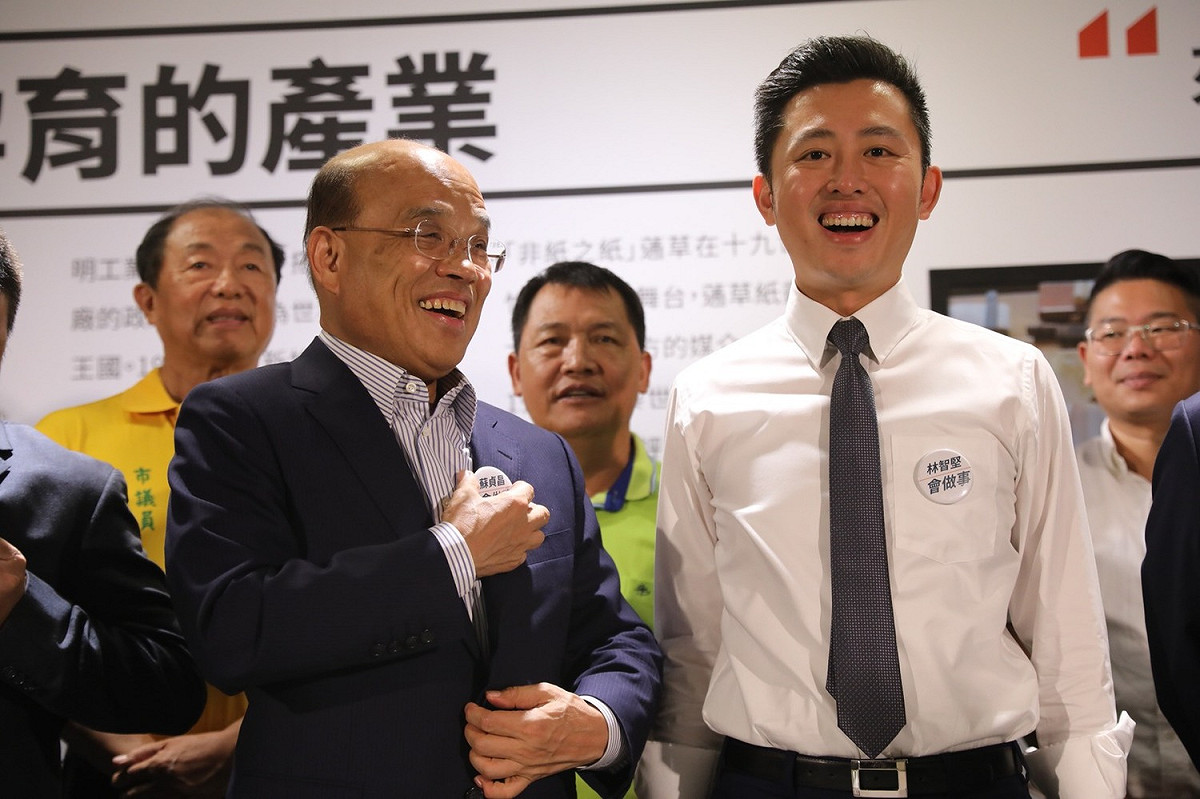 蘇貞昌說，「選對人會做事，就能改變城市」，肯定林智堅讓新竹人驕傲，讓小城市有大夢想。 圖：蘇貞昌競選辦公室提供
