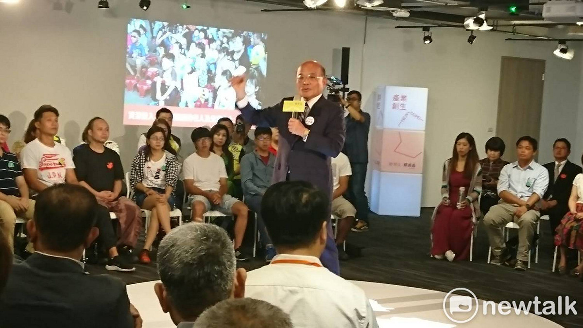蘇貞昌今發表參選政策主軸，以「都市再生」、「產業創生」、「智慧交通」、「扶老攜幼照顧好」四大主題，要將新北打造成一千萬人的舞台。 圖:林昀真/攝