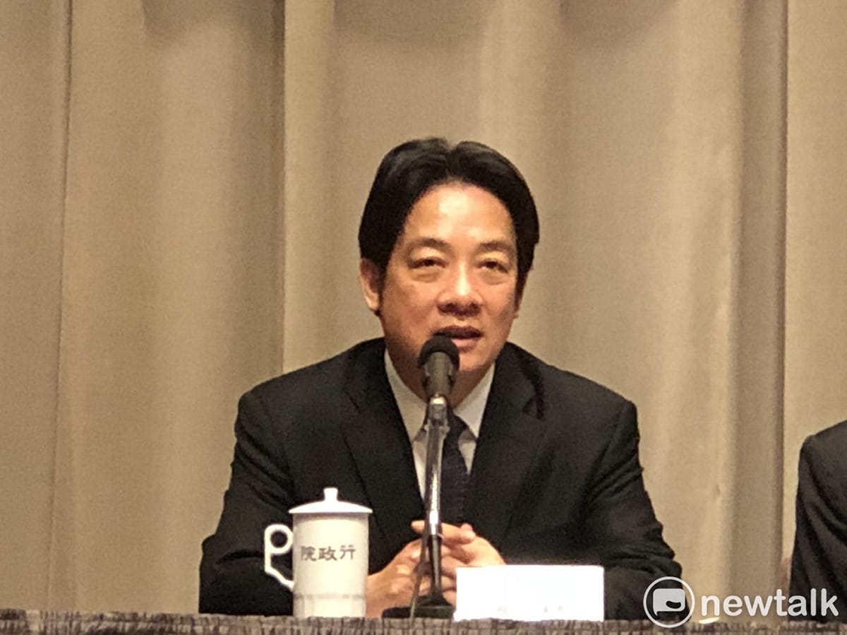 對於台中市主辦東亞青年運動會遭中國施壓取消，行政院長賴清德今（26）日在記者會後受訪表示，這種野蠻的行逼迫台灣接受一個中國原則「不會成功」。 圖：謝莉慧/攝