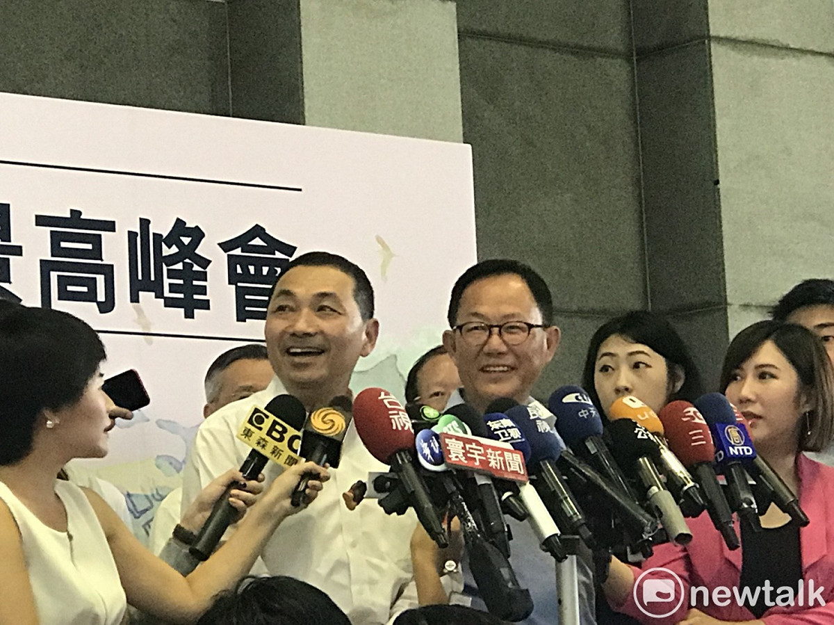 國民黨雙北市長參選人丁守中、侯友宜今日首度同台。 圖：曾薏伃 / 攝