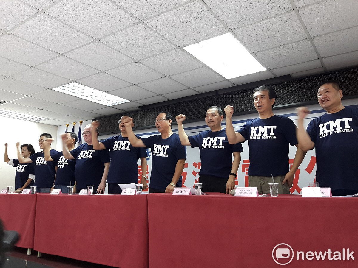 國民黨台北市、新北市、基隆市、桃園市及宜蘭縣5位縣市長參選人合體連線，齊聲表達反深澳燃煤電廠立場。 圖:林昀真/攝