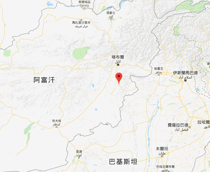 阿富汗帕克提亞省首府加德茲（Gardez）位置。 圖：翻攝Google Map