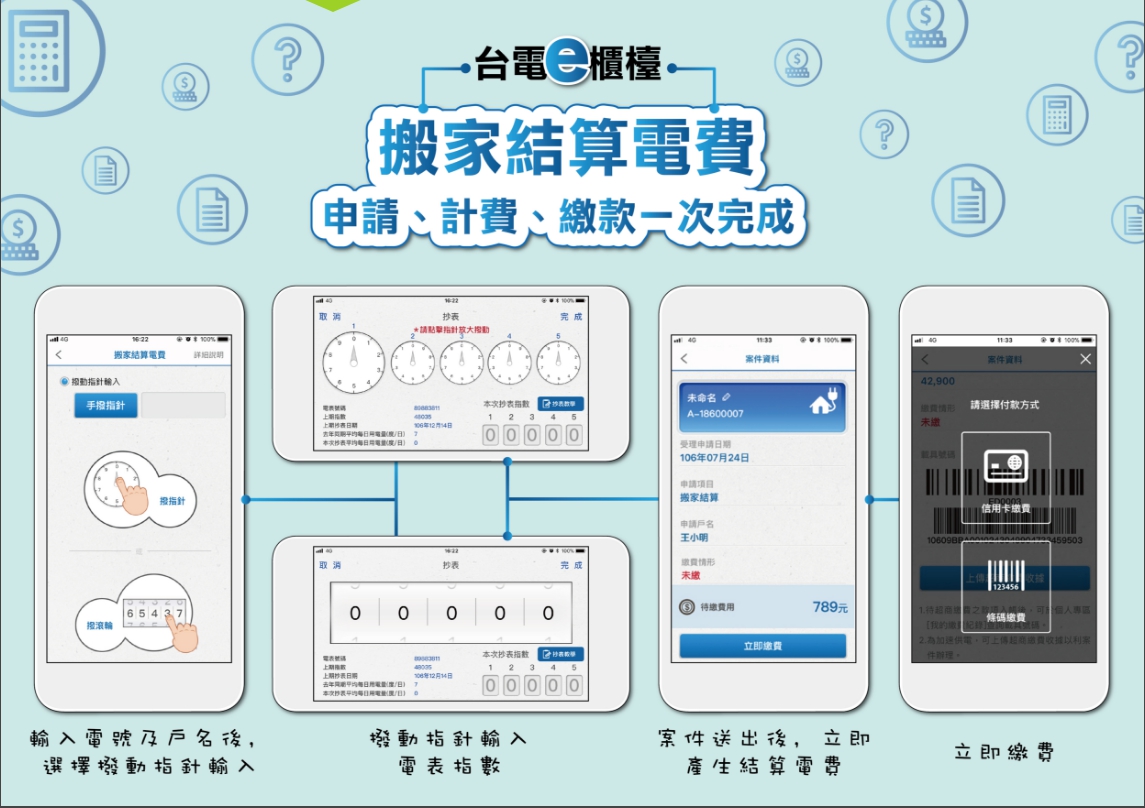 台電e櫃檯App今(7)日將開放「搬家結算電費」功能。 圖：台灣電力公司/提供