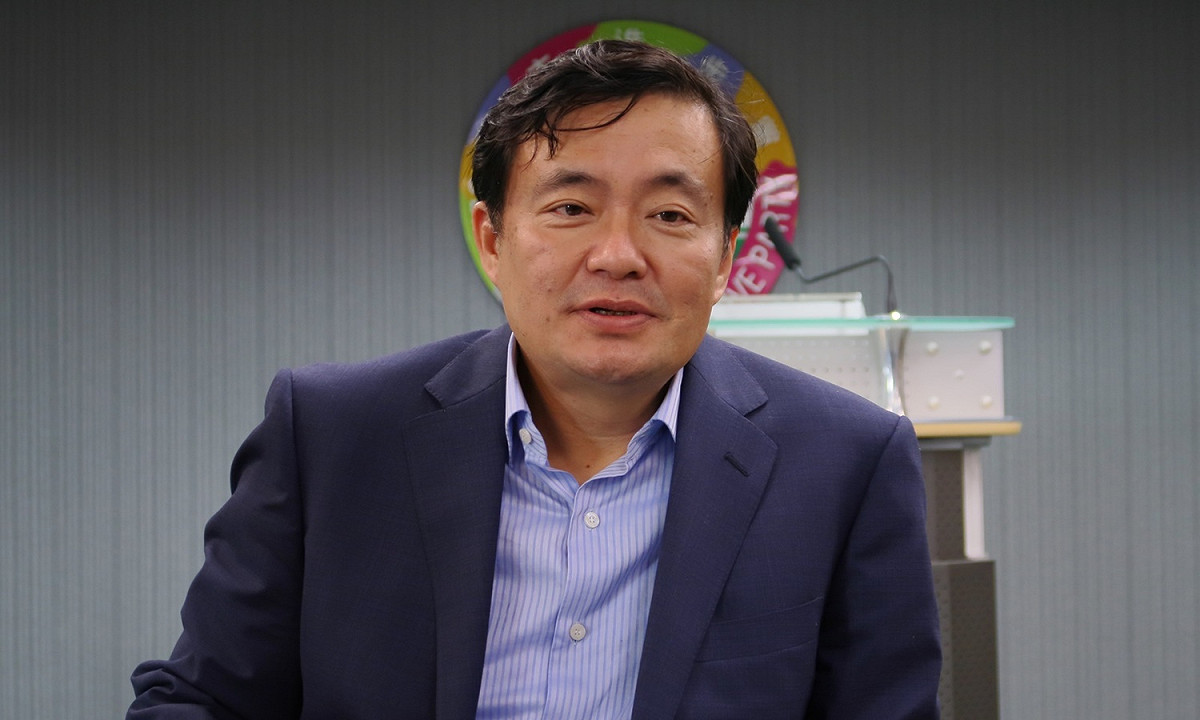 民進黨秘書長洪耀福9日要求候選人姚文智更溫暖點。 圖：林朝億/攝