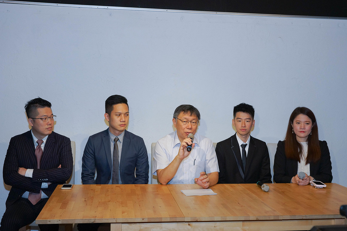 蔡峻維、楊笙，加上請辭市長辦公室發言人的林昆鋒及林筱淇，柯辦競選總部發言人團隊將正式成形。 圖：柯辦提供
