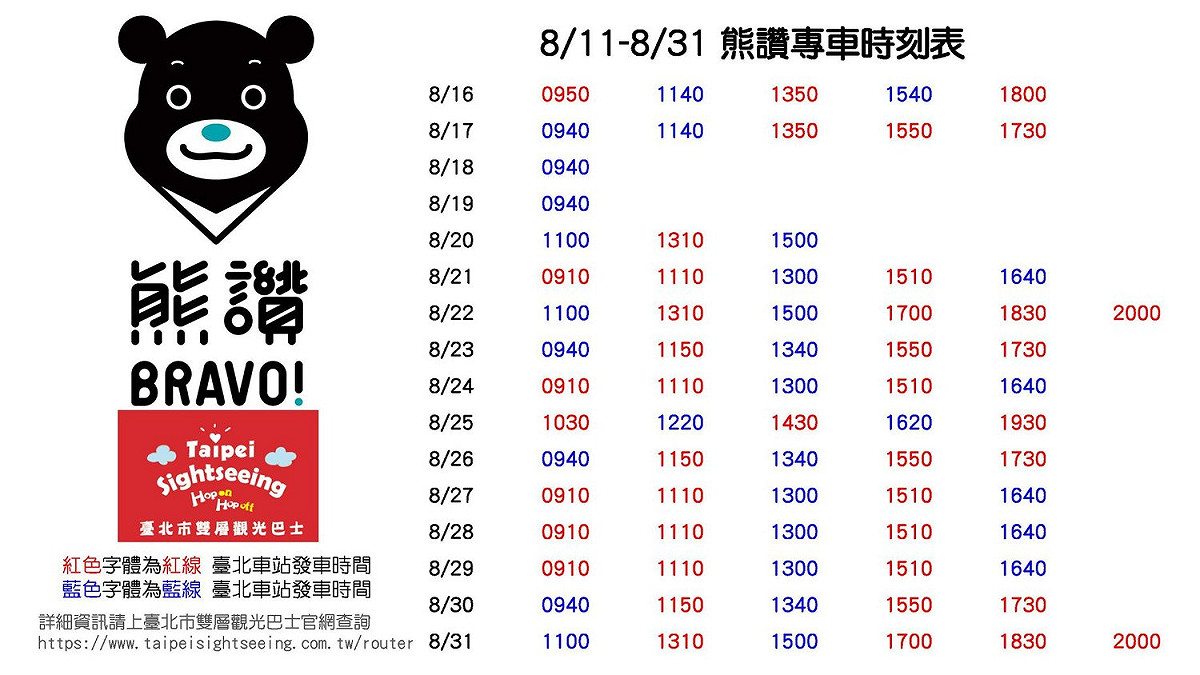 熊讚主題觀巴將輪流行駛紅線及藍線 圖/熊讚Bravo臉書粉絲頁