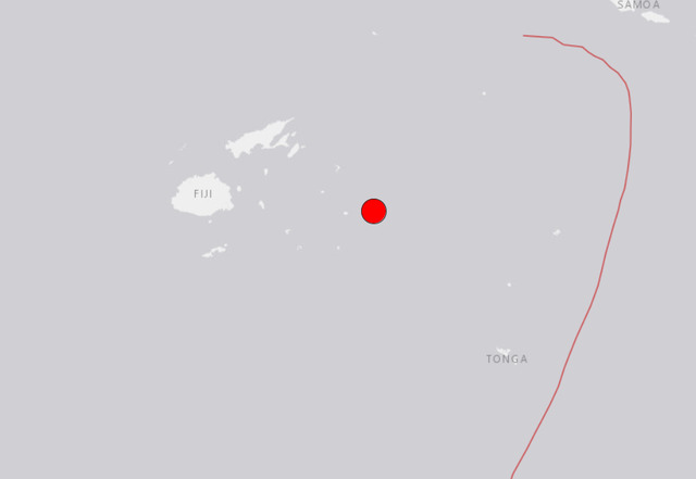 太平洋斐濟群島今早發生劇烈強震。 圖：翻攝USGS