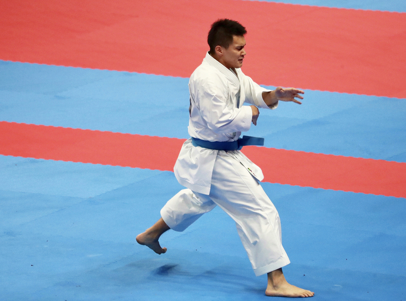 中華隊選手王翌達在男子個人型項目他在決賽以0比5敗給世界冠軍喜友名諒摘銀。 圖：中央社