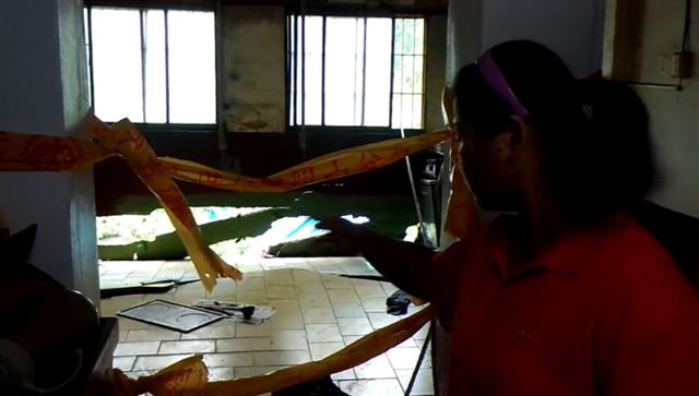 民方塌陷情形嚴重，警方圍起封鎖線。 圖：岡山分局／提供