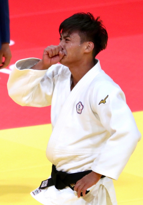 得知獲勝當下，楊勇緯難掩激動。 圖：中央社