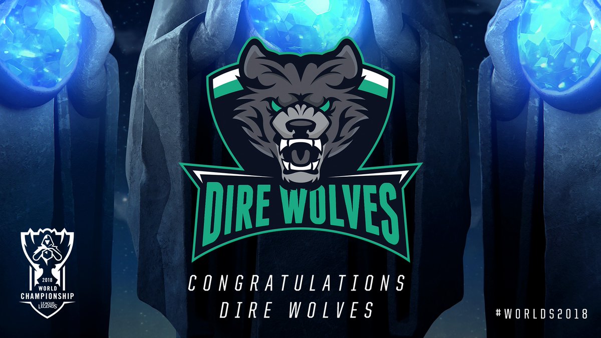 今年外卡賽區的首支隊伍業已出爐，大洋洲OPL賽區最終將由Dire Wolves出戰世界賽。 圖：翻攝自 lolesports ‏ 推特
