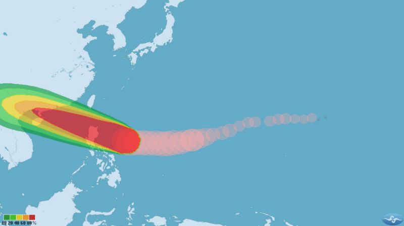 山竹颱風並不會登陸台灣，但外圍環流仍會對台灣造成影響。 圖：翻攝中央氣象局