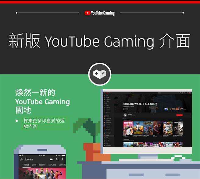 Google宣布，獨立推出的YouTube Gaming App今日起就與YouTube主站整合，期待觸及更多使用者。 圖：翻攝Google台灣部落格