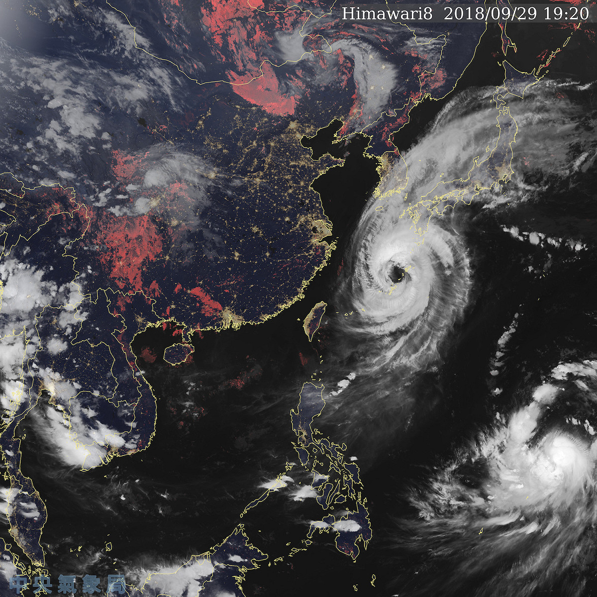 中度颱風潭美直撲日本。 圖：中央氣象局