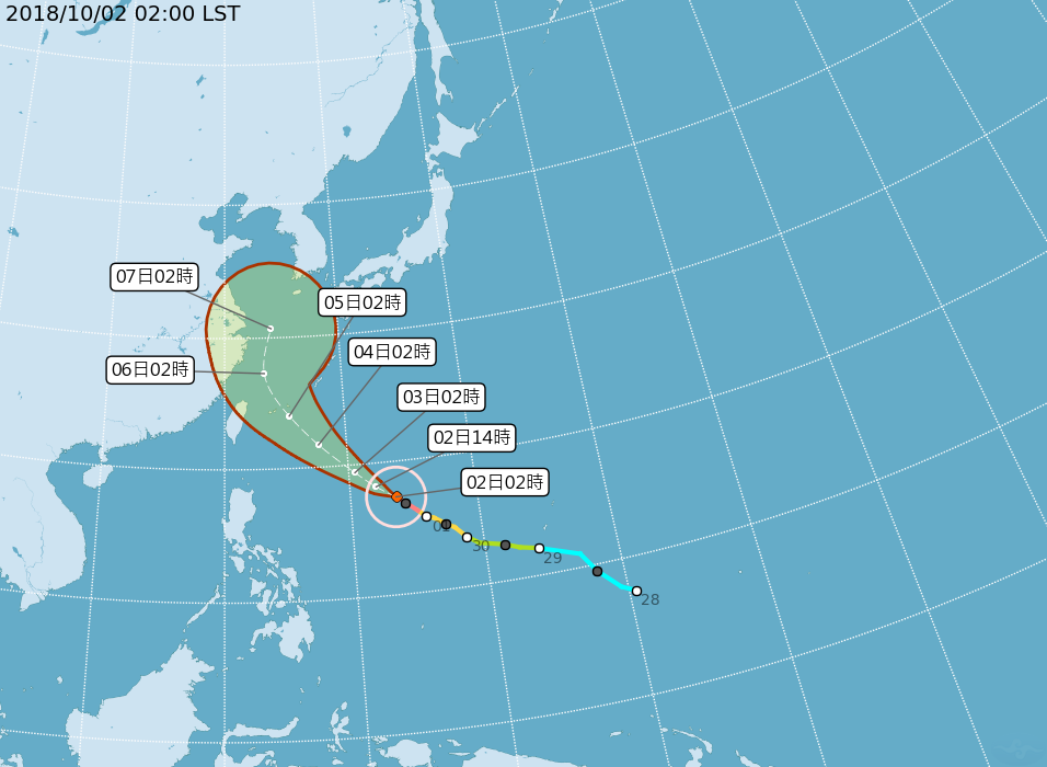 氣象局仍認為，3日康芮移到琉球南方海面後，是否會朝向台灣，路徑就比較明確。 圖：翻攝自中央氣象局網站