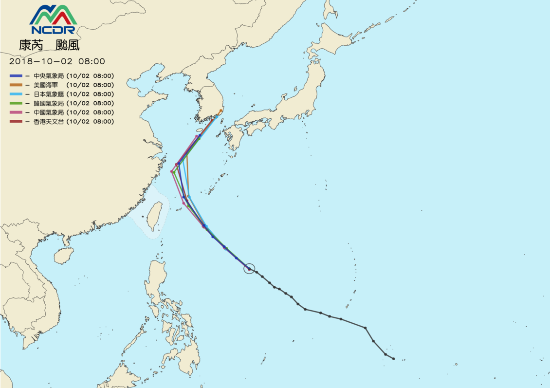 各國預測路徑 圖：截自天氣與氣候監測網