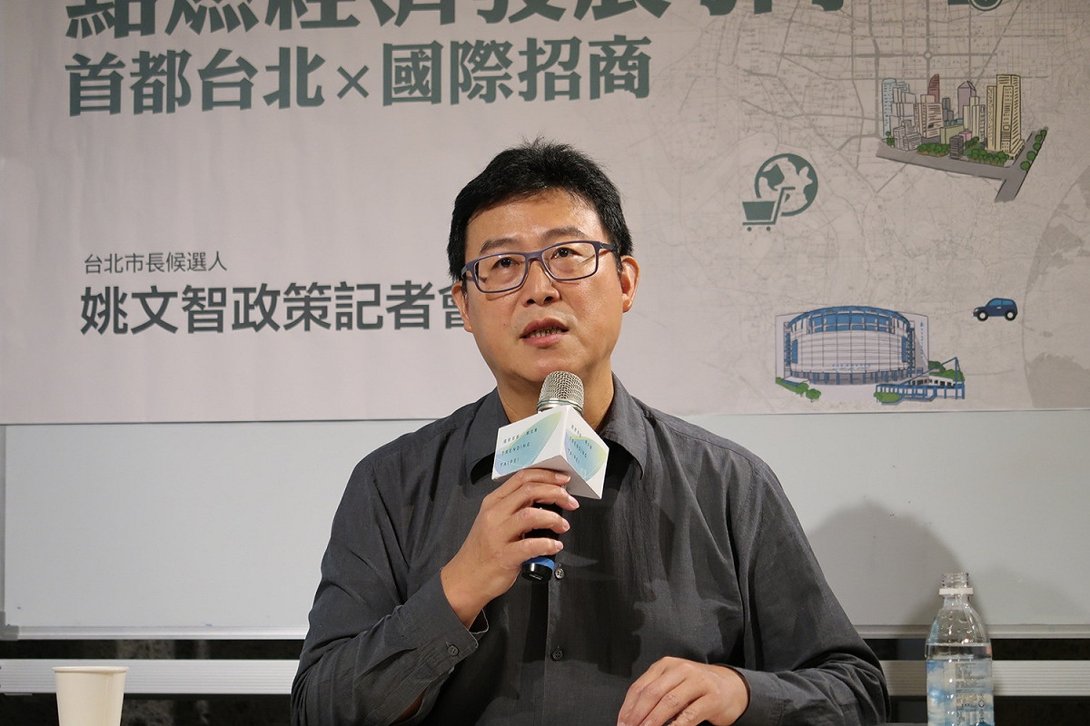 民進黨台北市長參選人姚文智18日表示，他不可能接受兩岸一家親通關密語。 圖：林朝億/攝