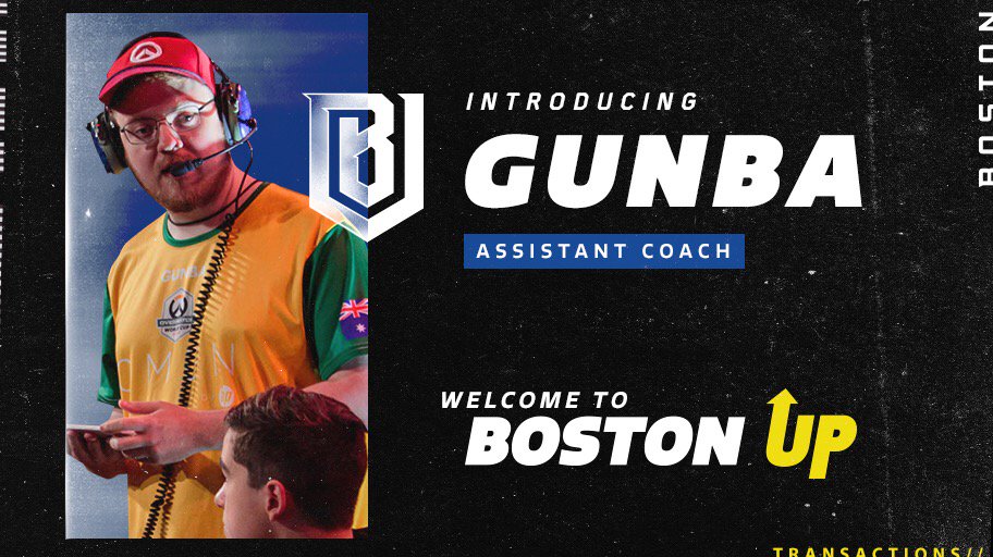 前Los Angeles Valiant助理教練「Gunba」將加盟「Boston Uprising」教練團。 圖：翻攝Boston Uprising推特
