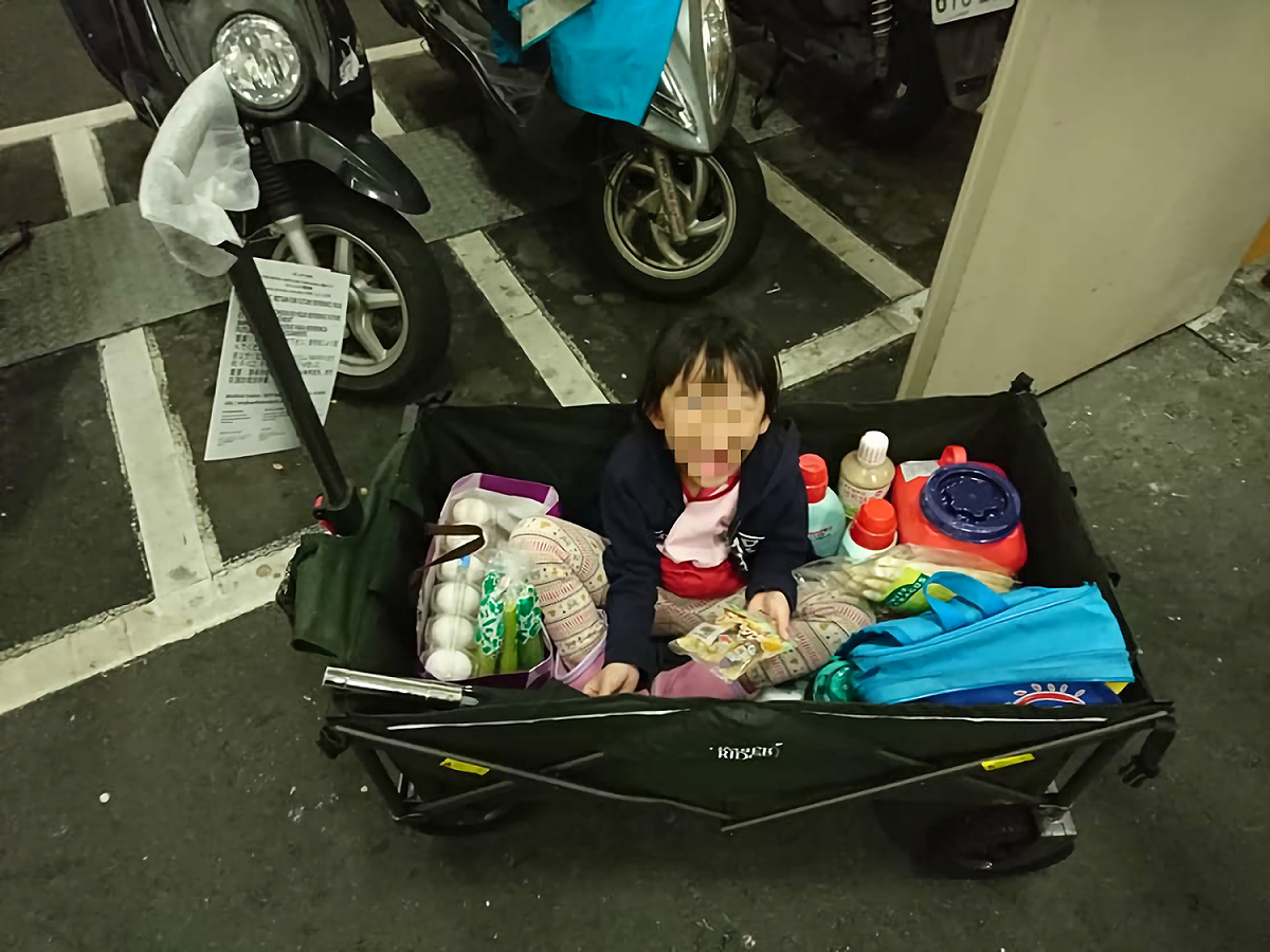 從照片可見，拖車空間非常大，不但可以放置購買的東西，坐進一個小孩後容量仍綽綽有餘。 圖/nownews