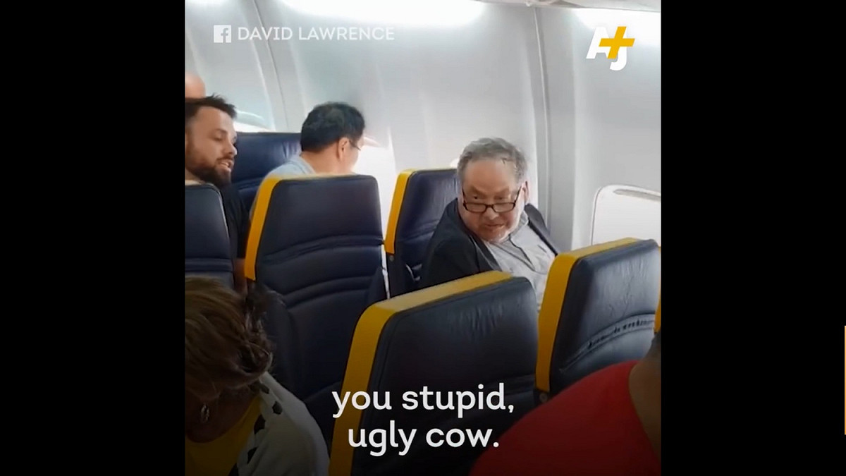 瑞安航空白人乘客辱罵黑人老婦，引發種族歧視爭議。 圖：翻攝AJ+媒體臉書