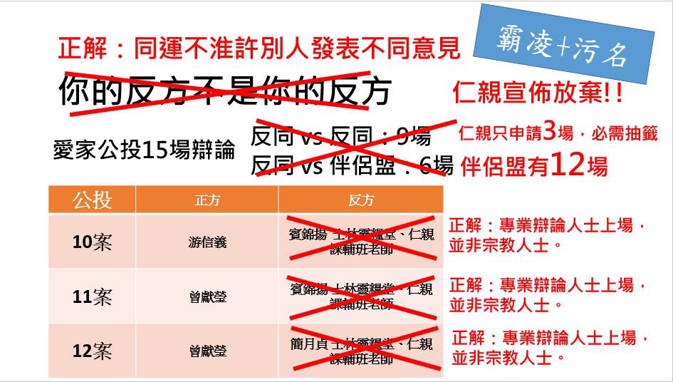 中華仁親協會發布聲明，將放棄愛家公投反方辯論資格。 圖：仁親社區關懷協會臉書