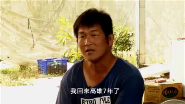 富春山農場的陳文億7年前返高，投入農業，體力負荷雖大，但能家人團聚，讓他心境更自在。
 圖：高雄市新聞局提供